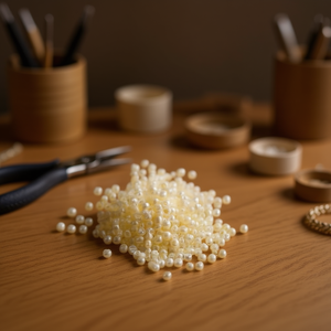 Ilan Abalorios Perline a Forma di Riso 4mm Beige Crema 50G - Product Image 3