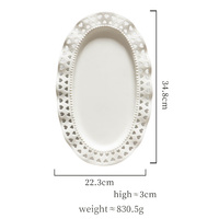 Assiette ovale en céramique à bord creux, plateau en porcelaine pour hôtel, mariage, fruits de mer, dessert, service à la maison