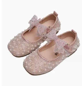 Nouvelle arrivée, belle robe en perles pour enfants, chaussures souples en PU pour filles, style princesse - Product Image 1