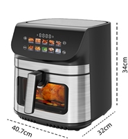Four à frire à air chaud sans huile sain de 1800 W pour usage domestique, 9 L, avec écran numérique facile à visualiser, four à frire à air chaud pour usage domestique, affichage couleur
