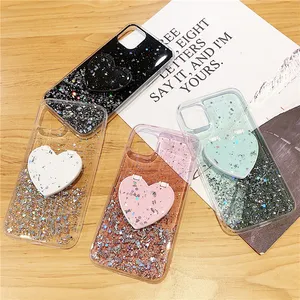 Fashion Heart Makeup Mirror Phone Case for iPhone 11 Pro Max SE 7 Plus Bling Glitter Back Cover for iPhone 12 Pro Silicone Case