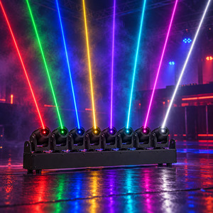 Barra Láser de 8 Cabezas RGB, Barra Láser Móvil con Inclinación Individual, Efecto de Ventilador DMX512 para Conciertos, DJ y Escenarios - Product Image 3