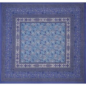 Nouvelles draps plats imprimés bleus avec 2 taies d'oreiller incluses, ensembles de housses de couette en coton écologique 300 fils, style nature - Product Image 2