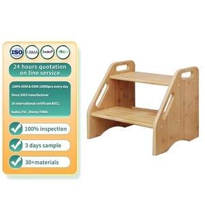 Hai bước bằng gỗ bước phân với miếng đệm chống trượt và tre xử lý Toddler-An toàn cho trẻ em Chiều cao kép cho phòng tắm & nhà bếp sử dụng - Product Image 1