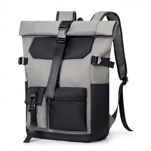 Custom OEM Men's Waterproof Roll Top Large Office Laptop Bags <b>Backpack</b> Unisex Casual Sports Travel School Student <b>Backpack</b> - Product Image 1