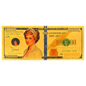 Wholesale Waterproof 20th Anniversary Commemorative British Princess <strong>Diana</strong> 1000000 Gold-Plated Banknote - Product Image 4