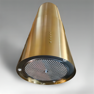 <span class=keywords><strong>Hotte</strong></span> de cuisine circulaire dorée suspendue au plafond, <span class=keywords><strong>silencieuse</strong></span>, à cheminée supérieure, pour cuisine ouverte, avec colonne d'évacuation des fumées, ustensiles de cuisine - Product Image 3