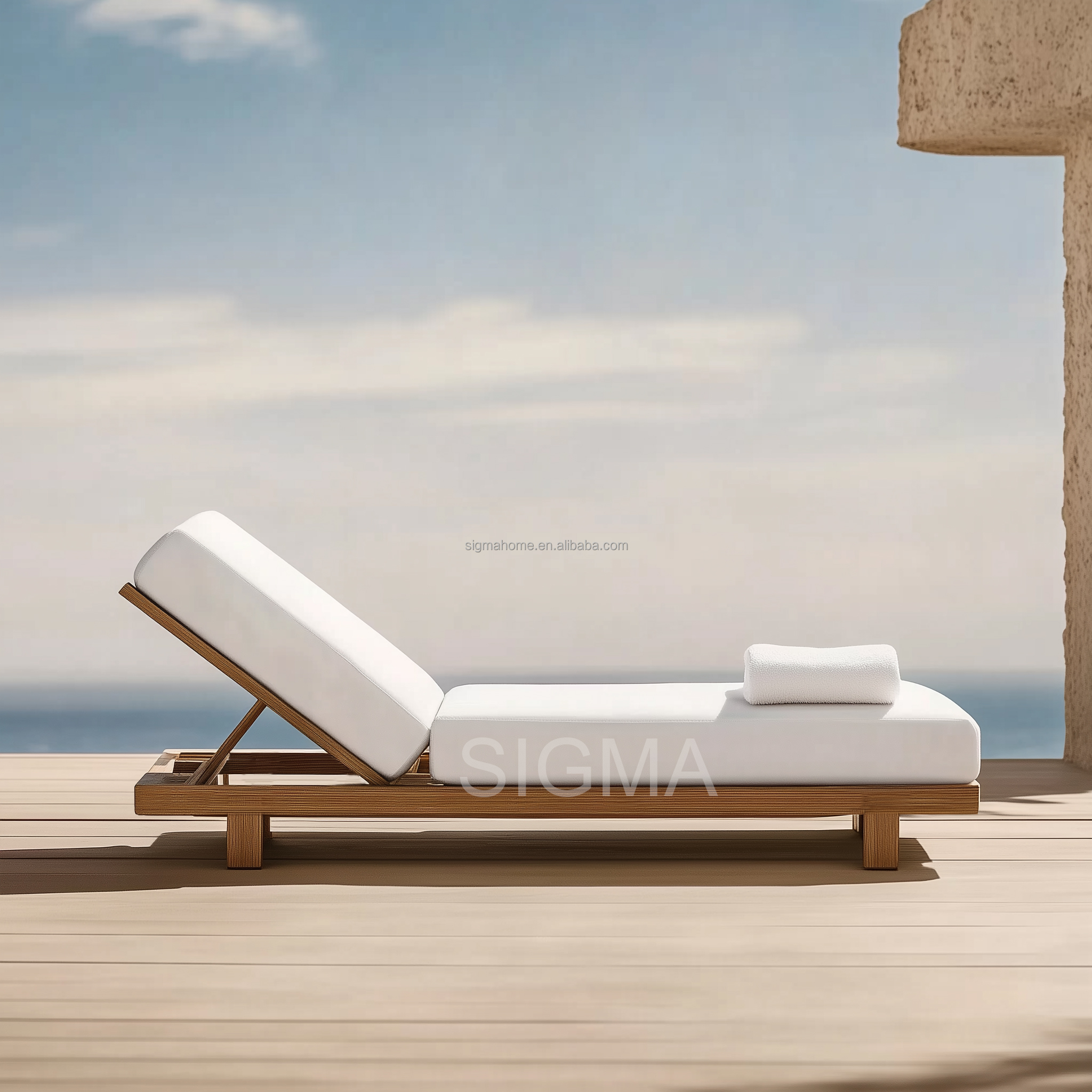 best price new arrival teak wood chaise sun lounger chair wooden sunbed for pool outdoor garden furniture