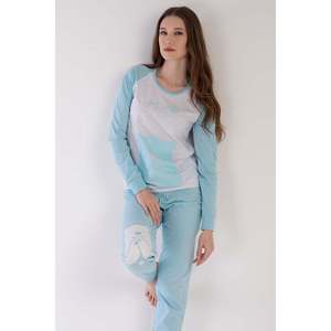 KADIN P.SUPREM O YAKA REGLAN UZUN KOL MANSETLI PIJAMA TAKIM - สีเทาผสมสี - สีเทาผสมสี - Product Image 1
