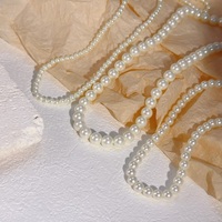 Collier de perles de 4 mm 6 mm 8 mm Chaîne en acier titane plaqué or 18 carats Collier de perles baroques pour femmes Collier ras du cou Bijoux