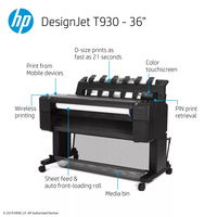 Plotter de impresión de gran formato DesignJet T930 A0 reacondicionado para máquina de inyección de tinta de dibujo de ingeniería HP 914mm 36''