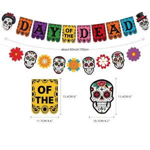 Guirnalda Decorativa de Tela de Poliéster para el Día de los Muertos, Decoraciones de Azúcar para Halloween, para Fiestas de Halloween - Product Image 2