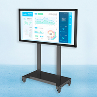 Moderner beweglicher TV-Sender mit beweglicher Fernbedienung auf Rädern Elektrische TV-Installation Höhen verstellbarer TV-Wagen aus Metall für Besprechung räume