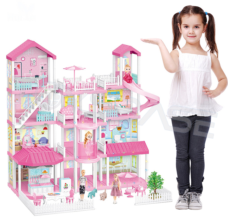 Doll House Pink Toys Plastic Material Fashion Kids Play Set
