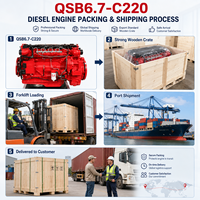 Moteur diesel SCDC DCEC Cummins QSB6.7-C220 220HP 6.7L turbo refroidi par eau, système Common Rail complet, Tier 3 pour excavatrice et chargeuse