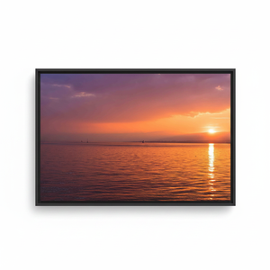 Printed Canvas Artwork: Sunset Ocean View Seaside Decor,BLACK <b>FRAMED</b> CANVAS - Product Image 2