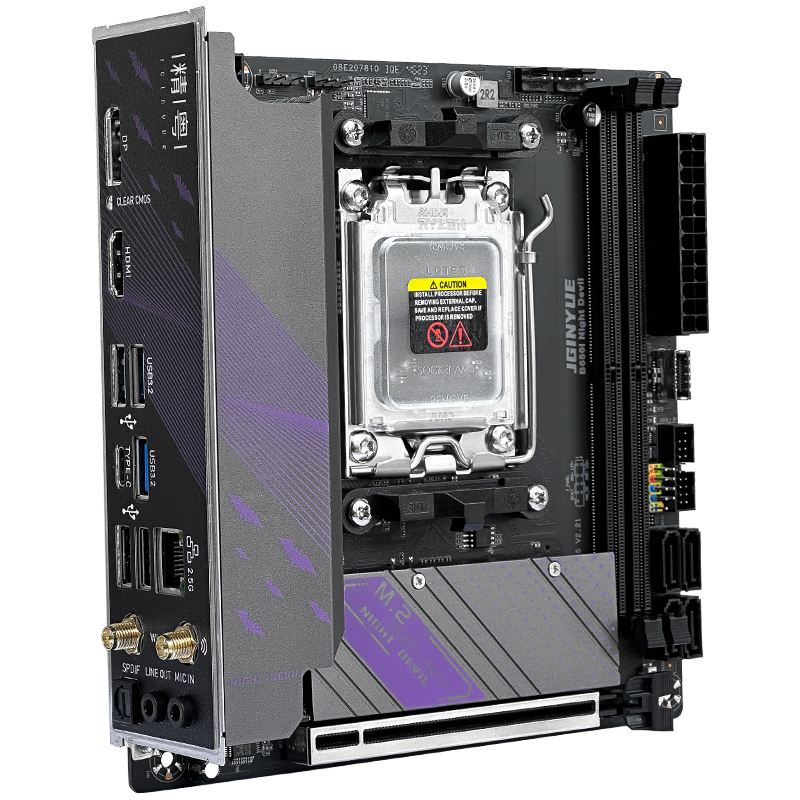 JGINYUE B650i Night Devil Mini ITX Motherboard: AM5 Support, DDR5