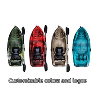 Kayak de Pêche Monoplace à Coque en PE de 2 M avec Pagaie, pour Loisirs Aquatiques et Rivières, Matériau LLDPE