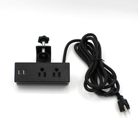 Multiprise de bureau à fixation sur bureau US avec 2 ports USB-C PD 20W, prise plate 125V, station de charge rapide pour bord de table