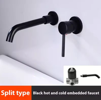 Robinet de lavabo mural chaud/froid en laiton chromé, à double poignée, avec bec de 8 pouces, encastré, finition noir mat et nickel brossé