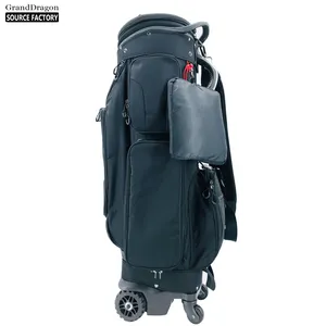 Sac de golf avec logo personnalisé de haute qualité Conception ODM Noir Golf Nylon matériel Stand Sac avec roues sacs de golf pour hommes