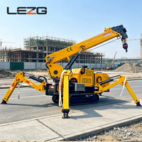 Mini-grue araignée tout-terrain 2 tonnes 4 tonnes à bras télescopique certifiée CE pour travaux de levage en hauteur