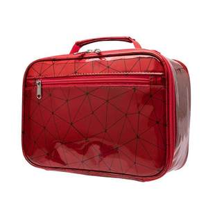 Bolsa de Maquillaje de Viaje Personalizada de 10 Pulgadas para Mujer, Organizador de Cosméticos de PU Holográfico, Bolsa de Aseo Multicapa con Asa - Product Image 2