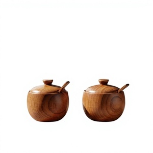 Recipientes de Madera Hechos a Mano para Especias con Tapas Abatibles, Diseño Clásico, Herméticos, Aptos para Calentar y Lavables en Lavavajillas, Almacenamiento Flexible de Alimentos - Product Image 5