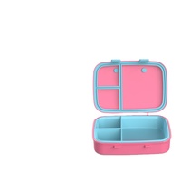 Boîte à bento portable, réutilisable, empilable, mignonne, avec couvercle en plastique, 3 compartiments, étanche, passe au lave-vaisselle, pour adultes et enfants