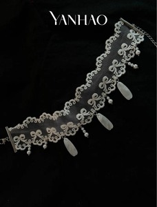 Gargantilla de concha Natural de encaje blanco estilo palaciego Retro Cadena de cuello de sensación de diseño pequeño y lujoso - Product Image 4