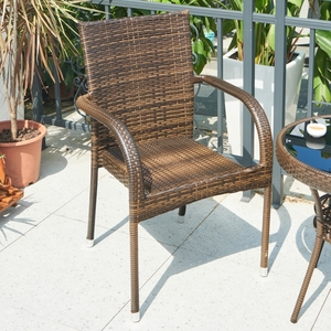 Ensemble table et chaises <span class=keywords><strong>de</strong></span> salle à manger <span class=keywords><strong>en</strong></span> rotin pour l'extérieur Chaises <span class=keywords><strong>de</strong></span> salle à manger empilables avec accoudoir Cadre durable <span class=keywords><strong>en</strong></span> rotin naturel et <span class=keywords><strong>aluminium</strong></span> - Product Image 6