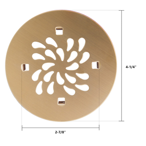 Grille de drain de douche au sol pour salle de bain, 4-1/4 pouces, dorée brossée, moderne, écologique, anti-corrosion, légère, facile à installer - Product Image 2
