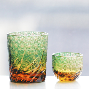 Vaso de whisky estilo Edo Kiriko hecho a mano, verde, 240 ml, con cubierta de cristal, vasos de chupito de sake de 60 ml para regalos - Product Image 3