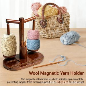 Wooden Yarn Rack Double Axis With Phone Holder Crochet Hook Storage Magnetic Knitting Tool Organizer For <b>Study</b> <b>Desk</b> Bedroom - Product Image 2