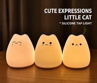 Lampe en silicone en forme de chaton mignon, colorée, changeant de couleur, lumière douce de chevet, alimentée par piles, veilleuse