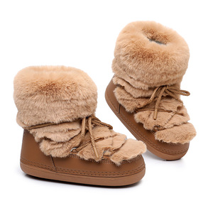 <span class=keywords><strong>Moot</strong></span> Same Style, pantoufles en fausse fourrure de lapin moelleuse et duveteuse pour femme, à enfiler, à tube court uni, semelle extérieure fine en TPR, talon de 2 cm, hiver, neige - Product Image 3