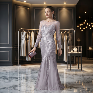 Elegante Vestido de Maternidad Gris de Organza, Asimétrico, Largo hasta el Suelo, para Verano, Cóctel, Club, Ecológico y Transpirable - Product Image 1