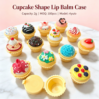 ISMAN Étui vide pour baume à lèvres en forme de gâteau, mignon, 2g, design gâteau glacé, contenant fantaisie pour blush, emballage dessert cupcake, avec couvercle à charnière, vente en gros