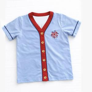 Conjunto de Camiseta y Pantalones Cortos de Algodón y Spandex con Estampado de Fuegos Artificiales Americanos para el 4 de Julio, Personalizado para Niños, Bebés y Hermanos - Product Image 4