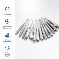 Kit de 12 élévateurs dentaires en acier inoxydable de qualité chirurgicale, instruments d'extraction et d'opération buccale, certifiés CE