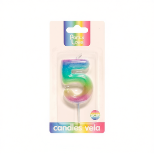 Vela de Cumpleaños con Número 5, 6 cm, Color Arcoíris, para Fiestas - Product Image 3