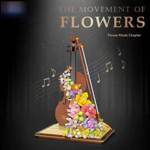Ensemble de micro-briques Romantisme Français Rose & Violon - Mélodie de Piano en Éveil, Cadeau Artistique en Gros pour Elle - Product Image 3