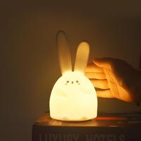 Mini lampe LED USB à capteur tactile en forme de lapin, veilleuse douce en silicone pour chambre d'enfant, lampe de chevet