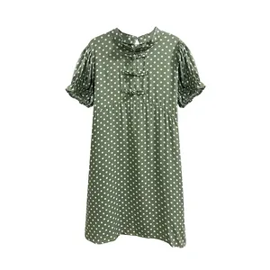 Factory Kids dot geometric dress for baby girl OEM supplier short sleeve casual dress