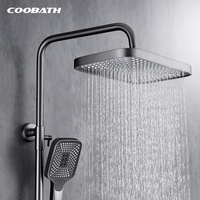 Ensemble de douche complet de luxe en laiton pour salle de bain, avec douchette à main et douche pluie murale, 3 fonctions, pour appartement et projet hôtelier
