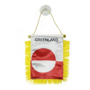 Custom Logo Hanging GREENLAND Pennant Flag for Car Rearview Mirror and Home Decoration