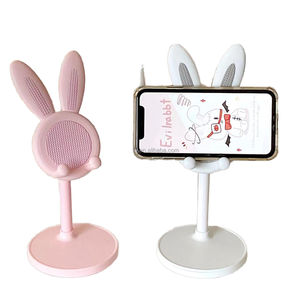 조절 가능한 텔레스코픽 미끄럼 방지 접이식 휴대폰 거치대 귀여운 토끼 디자인 책상용 플라스틱 자석 고정 - Product Image 1