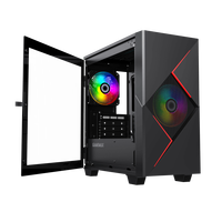 Boîtier PC Gamer GAMEMAX Cyclops BR Micro ATX d'occasion, tour moyenne, panneau latéral en verre trempé et acrylique, ventilateur 12 cm, USB avant, audio