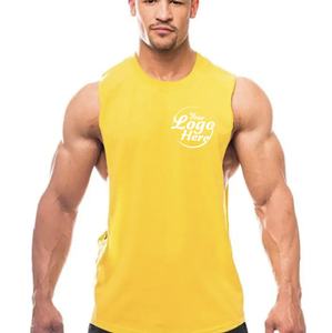 Gilet de sport d'été pour hommes T-shirt sans manches T-shirt d'entraînement de fitness en pur coton personnalisé couleur unie coupe surdimensionnée - Product Image 2