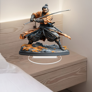 Statua in Acrilico 2D Stile Giapponese, Decorazione per Casa e Ufficio, Artigianato Tradizionale Guerriero con Doppia Spada - Product Image 4